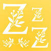 Flower Monogram Z Stencil- Leaf Flower Initial 3 Sizes on One Sheet