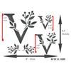 Flower Monogram V Stencil- Leaf Flower Initial 3 Sizes on One Sheet