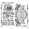 Beer Stencil (2pc) - Sign Pub Bar Beer Barrel Words Hops Grain