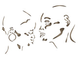 African Couple Stencil - Man Woman Head