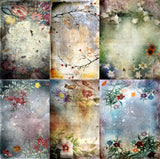 Dark Floral Rice Paper- 6 x Different Printed Mulberry Paper Images 30gsm