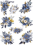 Blue Bouquet Rice Paper- 8 Unique Bouquet Images Printed on 36gsm