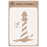Lighthouse Stencil - Naive Sea Ocean Nautical Seagulls