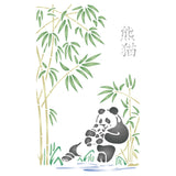 Panda Stencil - Asian Panda Mother and Baby with Bamboo
