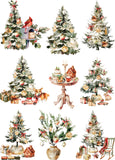 Christmas Trees Rice Paper- 9 Christmas Tree Card Images Printed on 36gsm