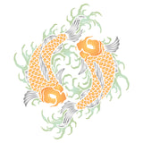 Japanese Koi Mandala Stencil - Koi Mandala Carp Harmony Yin Yang