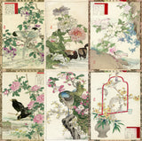 Chinese Birds Rice Paper- 6 Unique Printed Mulberry Paper Pages 30gsm