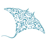 Manta Ray Stencil - Maori Tribal Tattoo Stingray Devil Fish
