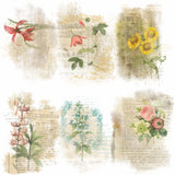 Flower Overlay Rice Paper- 6 x Printed Mulberry Paper Images 30gsm