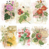 Floral Overlay Rice Paper- 6 x Printed Mulberry Paper Images 30gsm